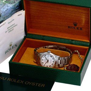 ROLEX MEN'S DATEJUST SS WHITE ROMAN DIAL SMOOTH BEZEL REF 16200 W/BOX & PAPERS